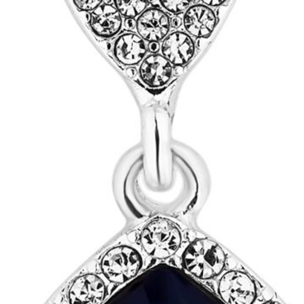 Silver blue crystal peardrop drop earrings