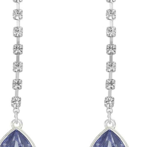 Lilac crystal pear drop earrings