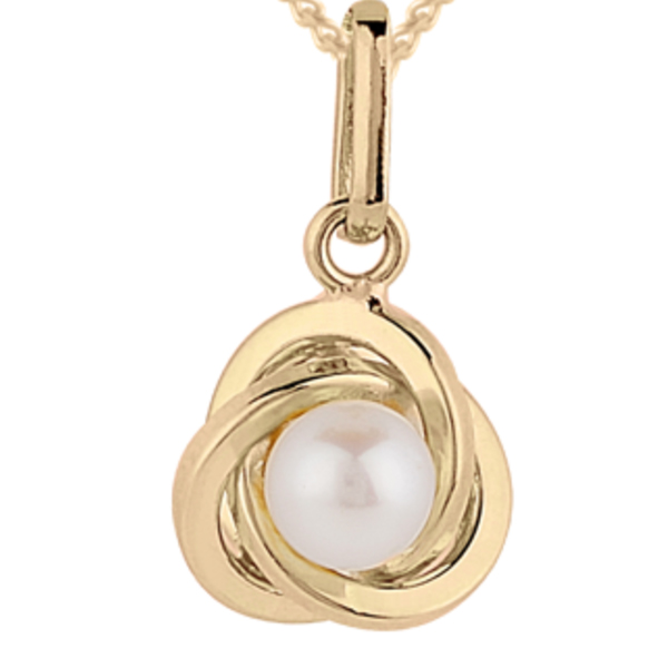 9ct Yellow Gold Pearl set Knot Pendant