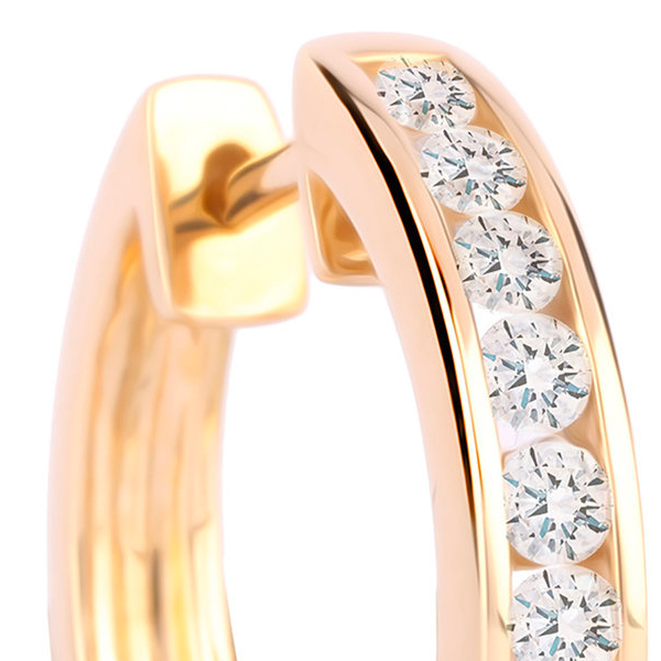 9ct Yellow Gold 0.50 Carat Total Weight Diamond Channel Set Hoops