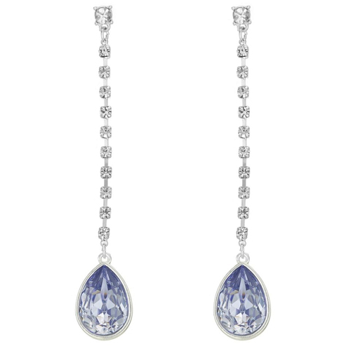 Lilac crystal pear drop earrings