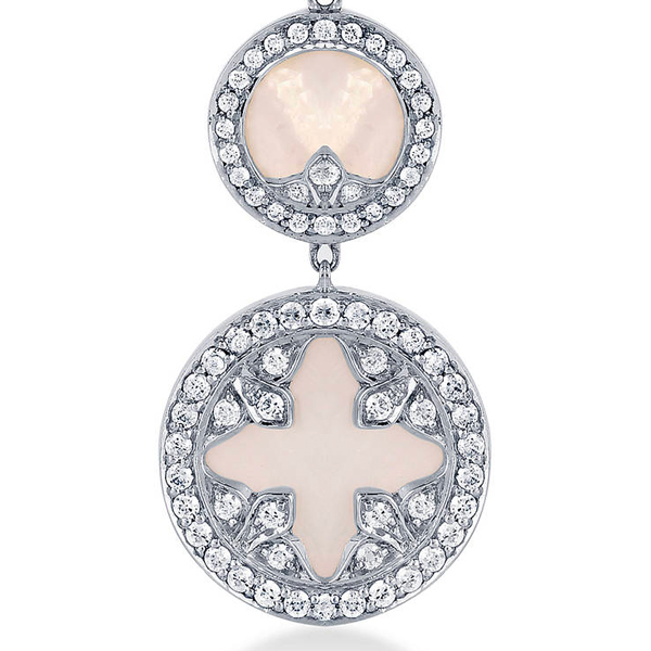 Treasure Empress 18ct White Gold Mother of Pearl and 1.41cttw Diamond Carriage Earrings