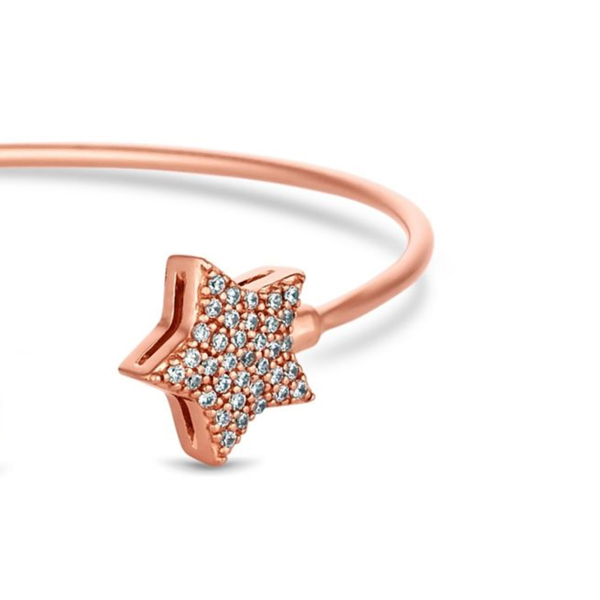 Sterling silver pave star bangle