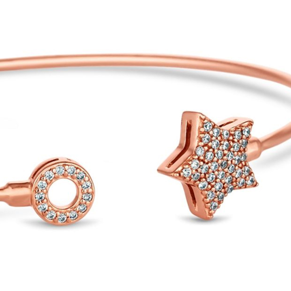 Sterling silver pave star bangle