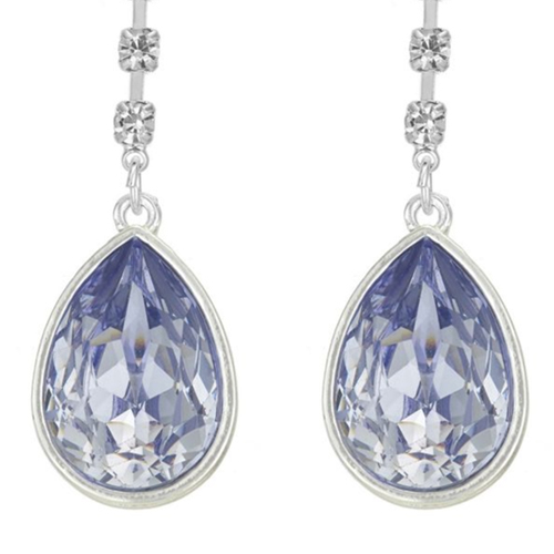 Lilac crystal pear drop earrings
