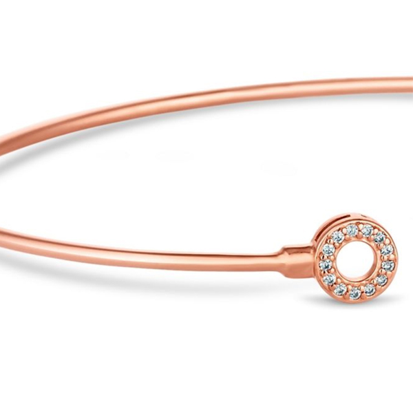 Sterling silver pave star bangle